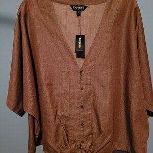 Express.  Crop-Top with tie at waist. Small, Purple.